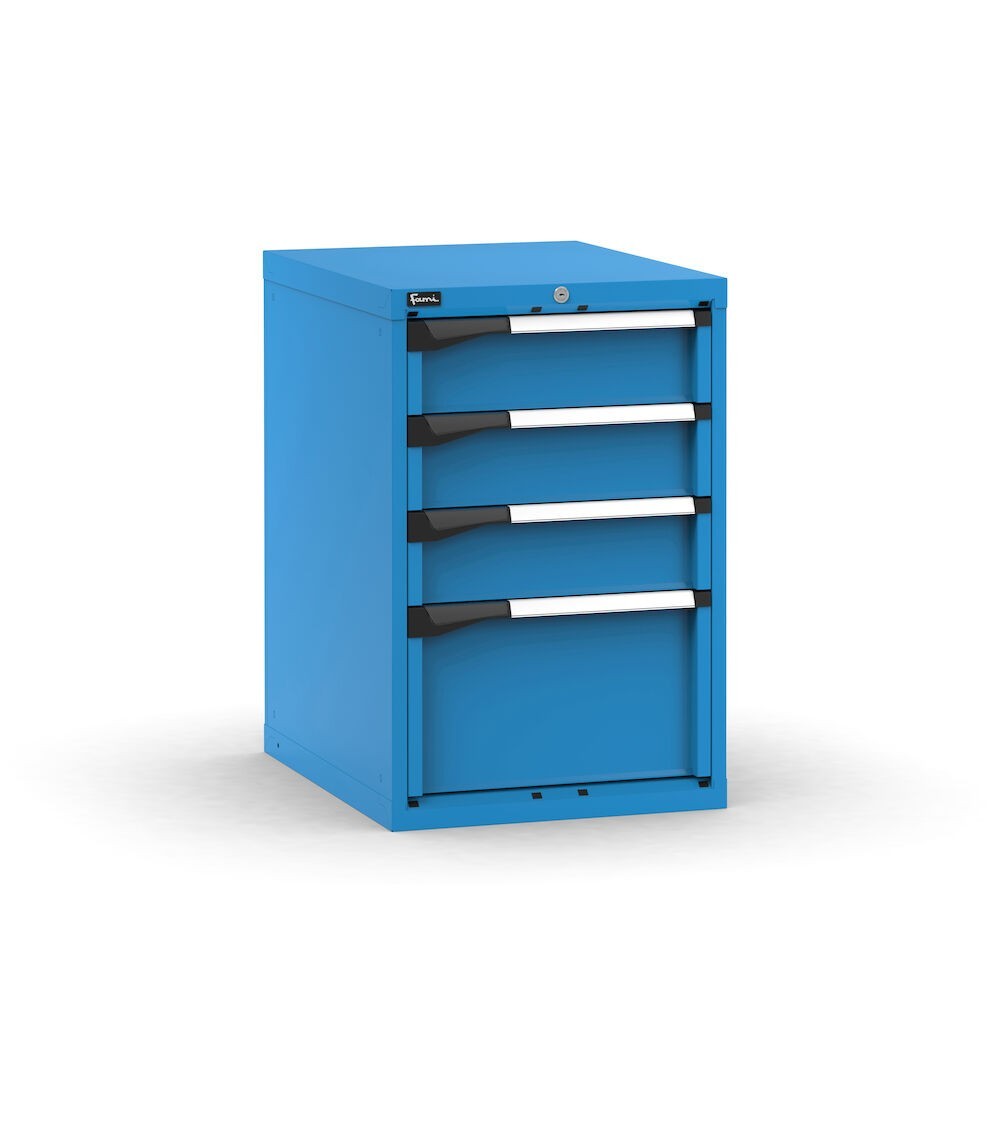 Blocco cassettiera da banco, 4 cassetti 3x150 1x300, L561 x P726 x H850 mm