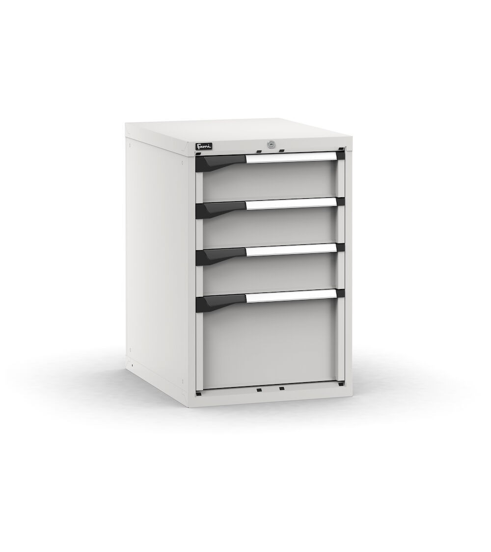 Blocco cassettiera da banco, 4 cassetti 3x150 1x300, L561 x P726 x H850 mm