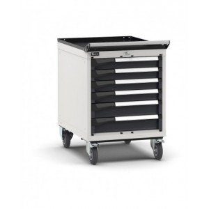 Cassettiera per banco da lavoro con ruote, 6 cassetti 4x75 2x100, L561 x P726 x H822 mm