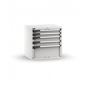 Blocco cassettiera da banco, 5 cassetti 2x75 2x100 1x250, L714 x P573 x H700 mm