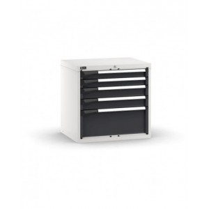 Blocco cassettiera da banco, 5 cassetti 2x75 2x100 1x250, L714 x P573 x H700 mm