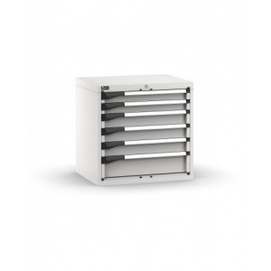 Blocco cassettiera da banco, 6 cassetti 2x75 3x100 1x150, L714 x P573 x H700 mm