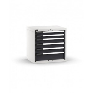 Blocco cassettiera da banco, 6 cassetti 2x75 3x100 1x150, L714 x P573 x H700 mm
