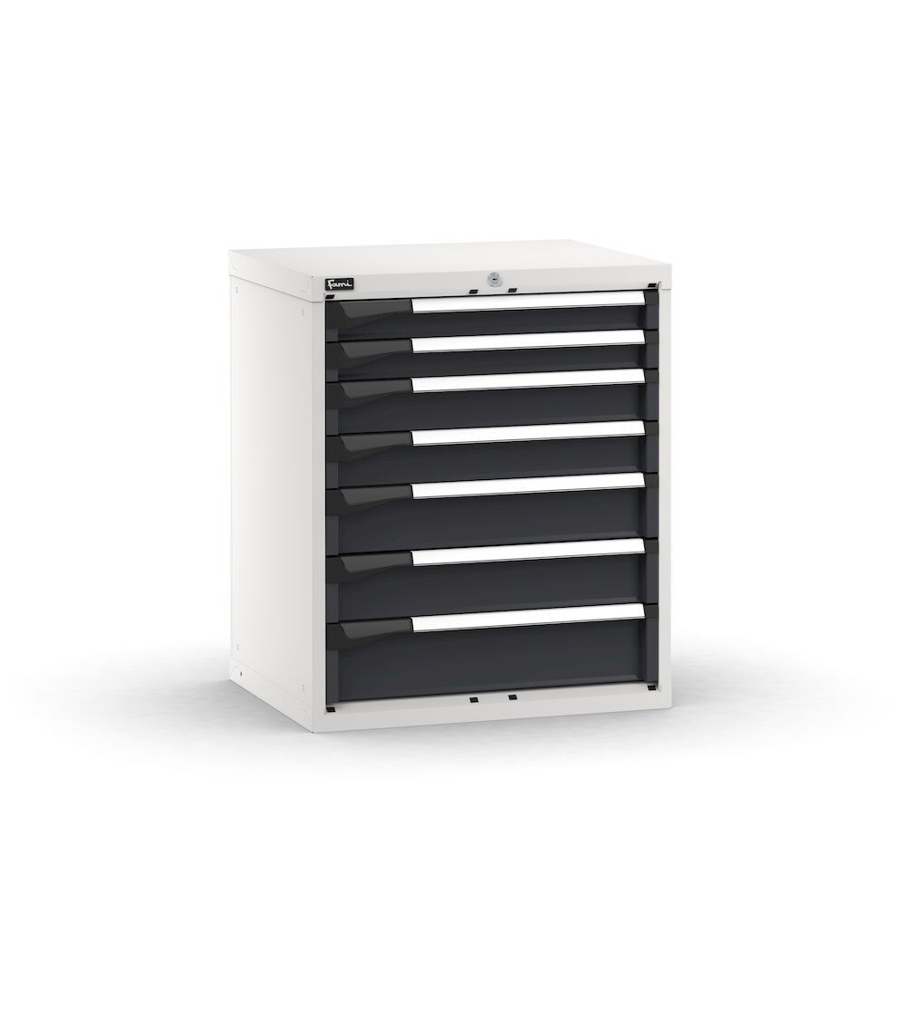 Blocco cassettiera da banco, 7 cassetti  2x75 2x100 2x125 1x150, L714 x P573 x H850 mm