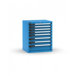 Blocco cassettiera da banco, 8 cassetti 4x75 3x100 1x150, L714 x P573 x H850 mm
