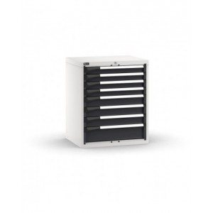 Blocco cassettiera da banco, 8 cassetti 4x75 3x100 1x150, L714 x P573 x H850 mm