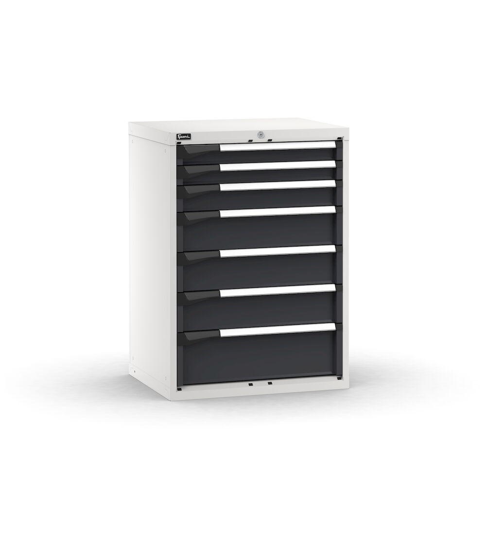 Cassettiera porta attrezzi, 7 cassetti 2x75 1x100 3x150 1x200, L714 x P573 x H1000 mm