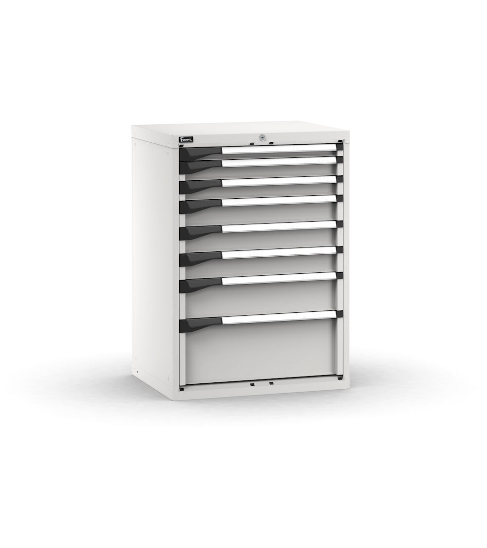 Cassettiera porta attrezzi, 8 cassetti 1x50 2x75 3x100 1x150 1x250, L714 x P573 x H1000 mm