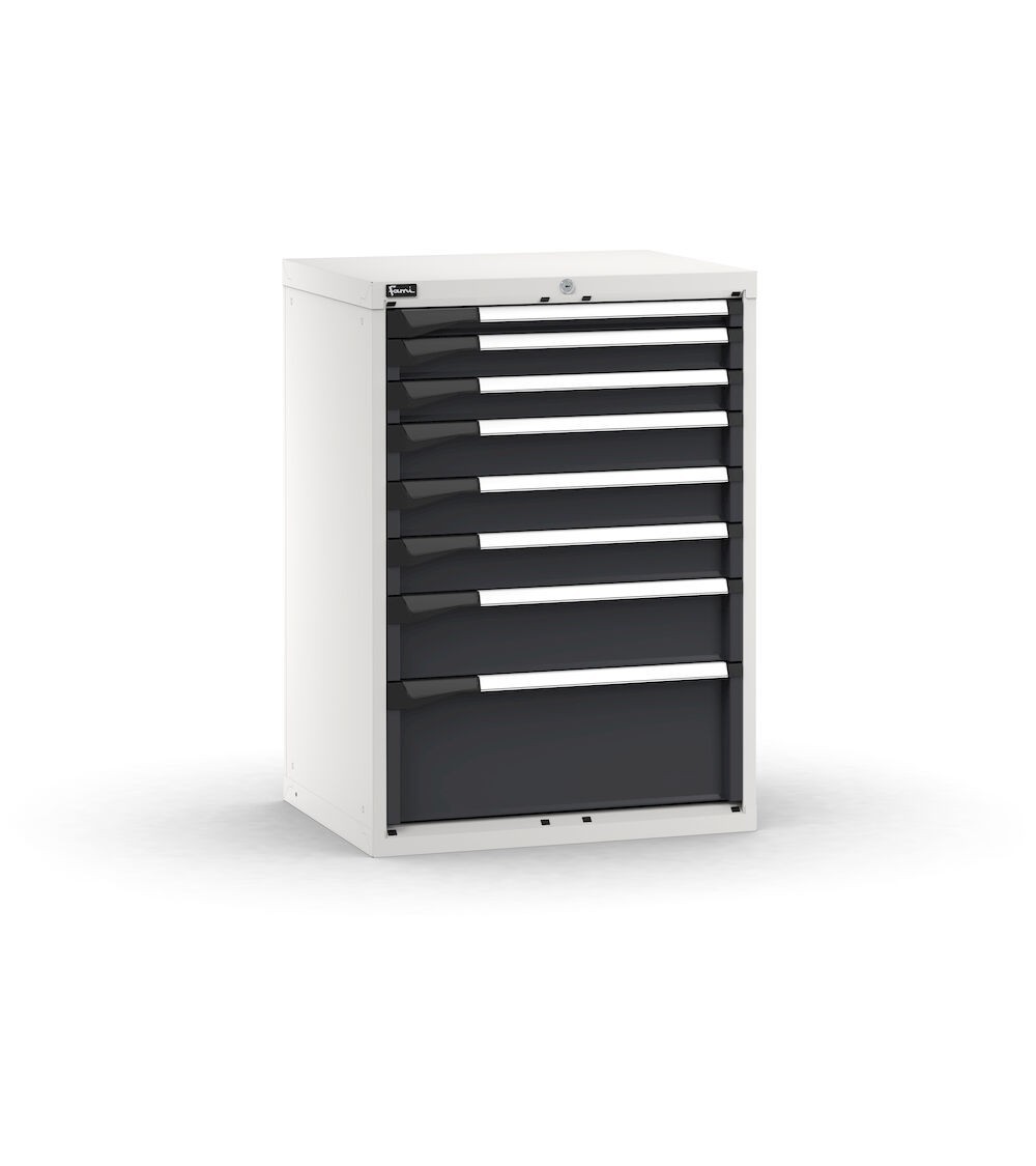 Cassettiera porta attrezzi, 8 cassetti 1x50 2x75 3x100 1x150 1x250, L714 x P573 x H1000 mm