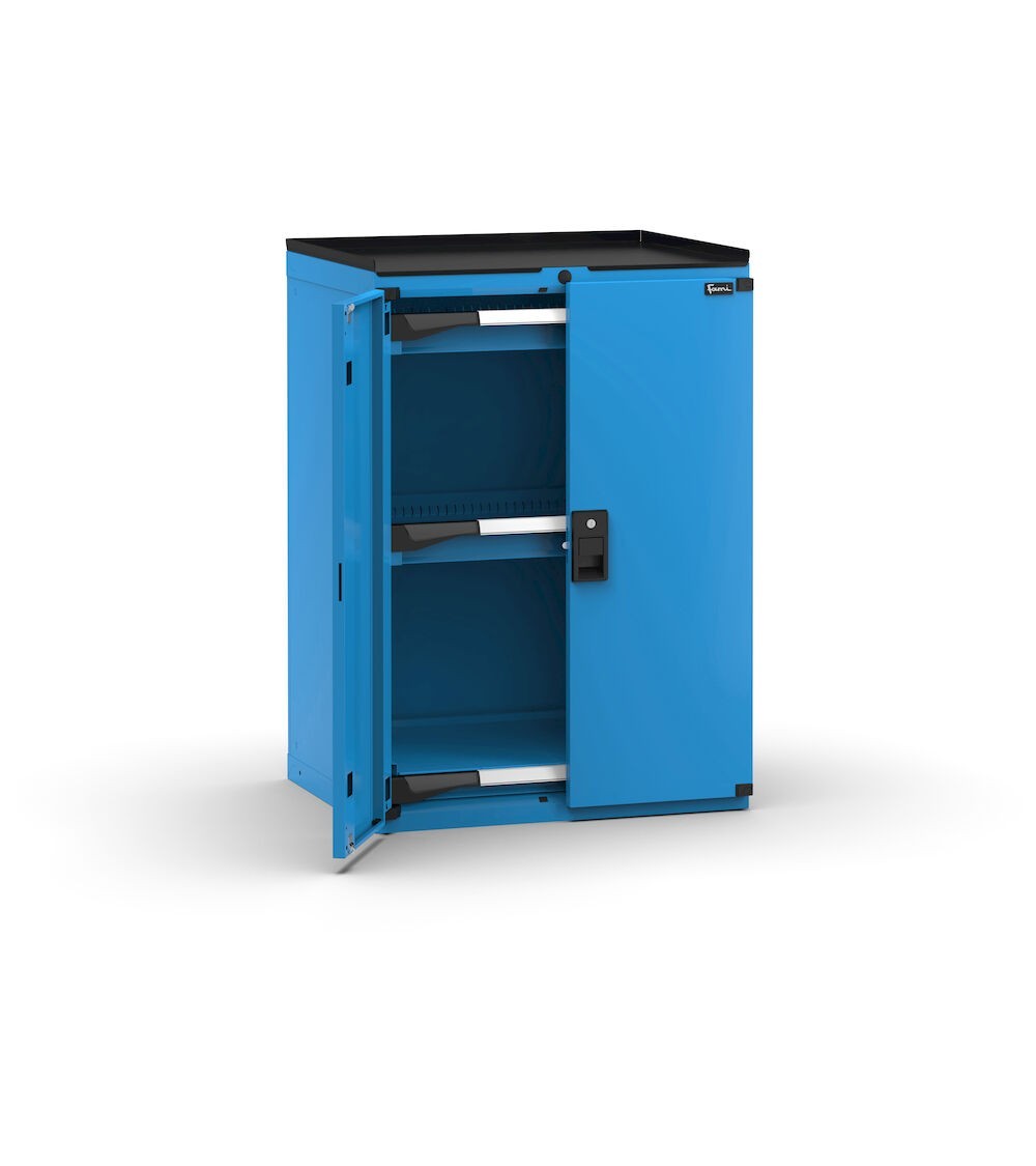 Armadietto portautensili con 2 ante a battente,  2 cassetti, 1 piani estraibili, L714 x P573 x H1022 mm