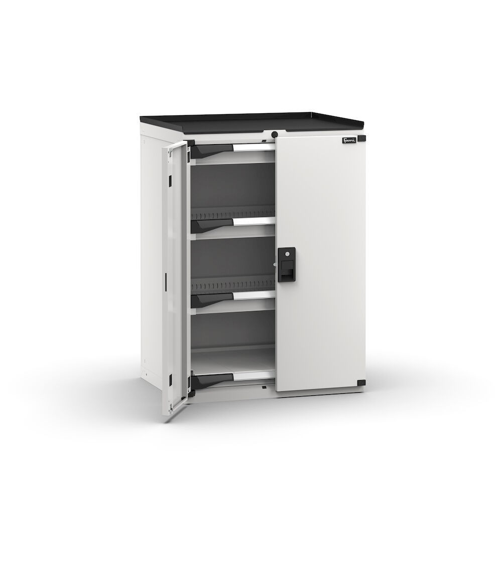 Armadietto portautensili con 2 ante a battente, 3 cassetti, 1 piani estraibili,  L714 x P573 x H1022 mm