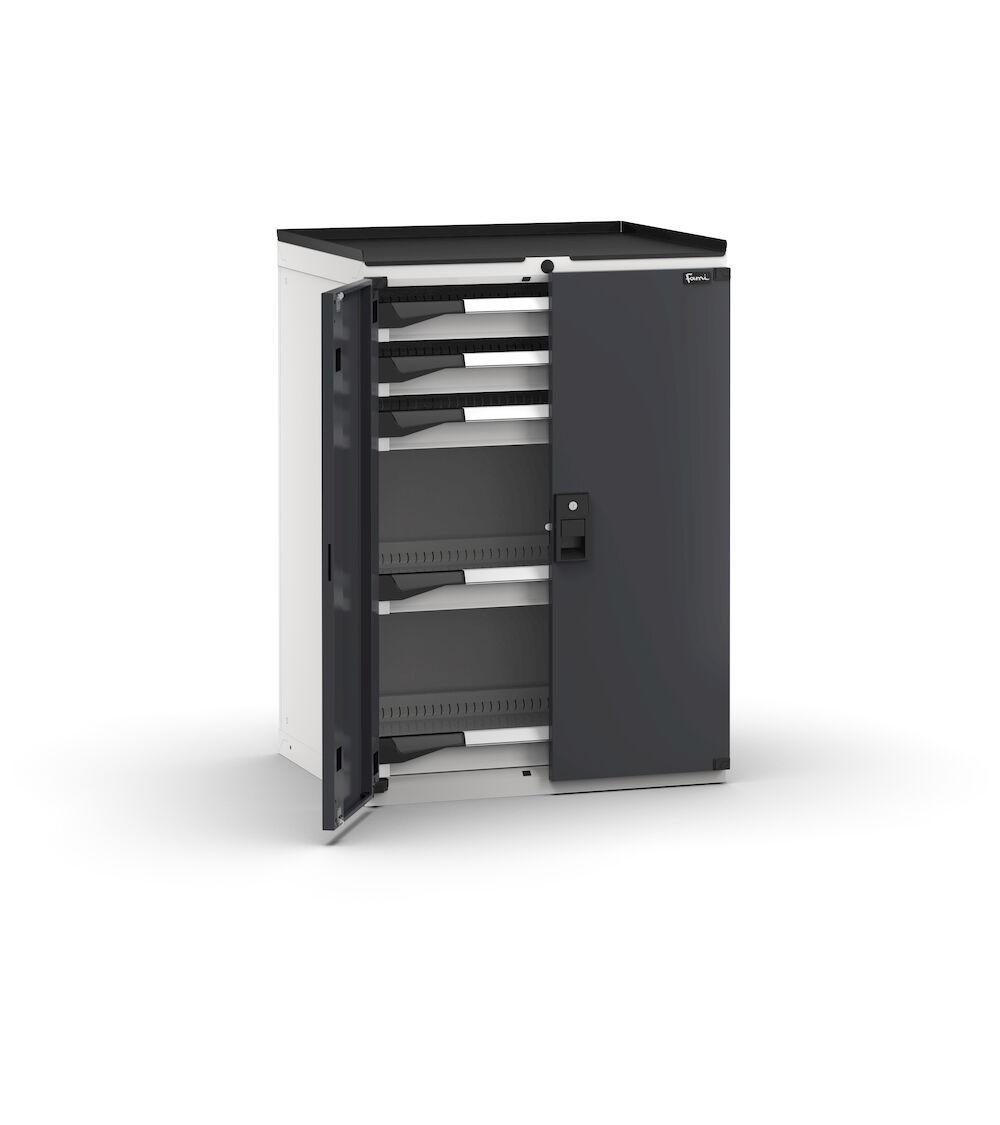 Armadietto portautensili con 2 ante a battente, 5 cassetti, L714 x P573 x H1022 mm