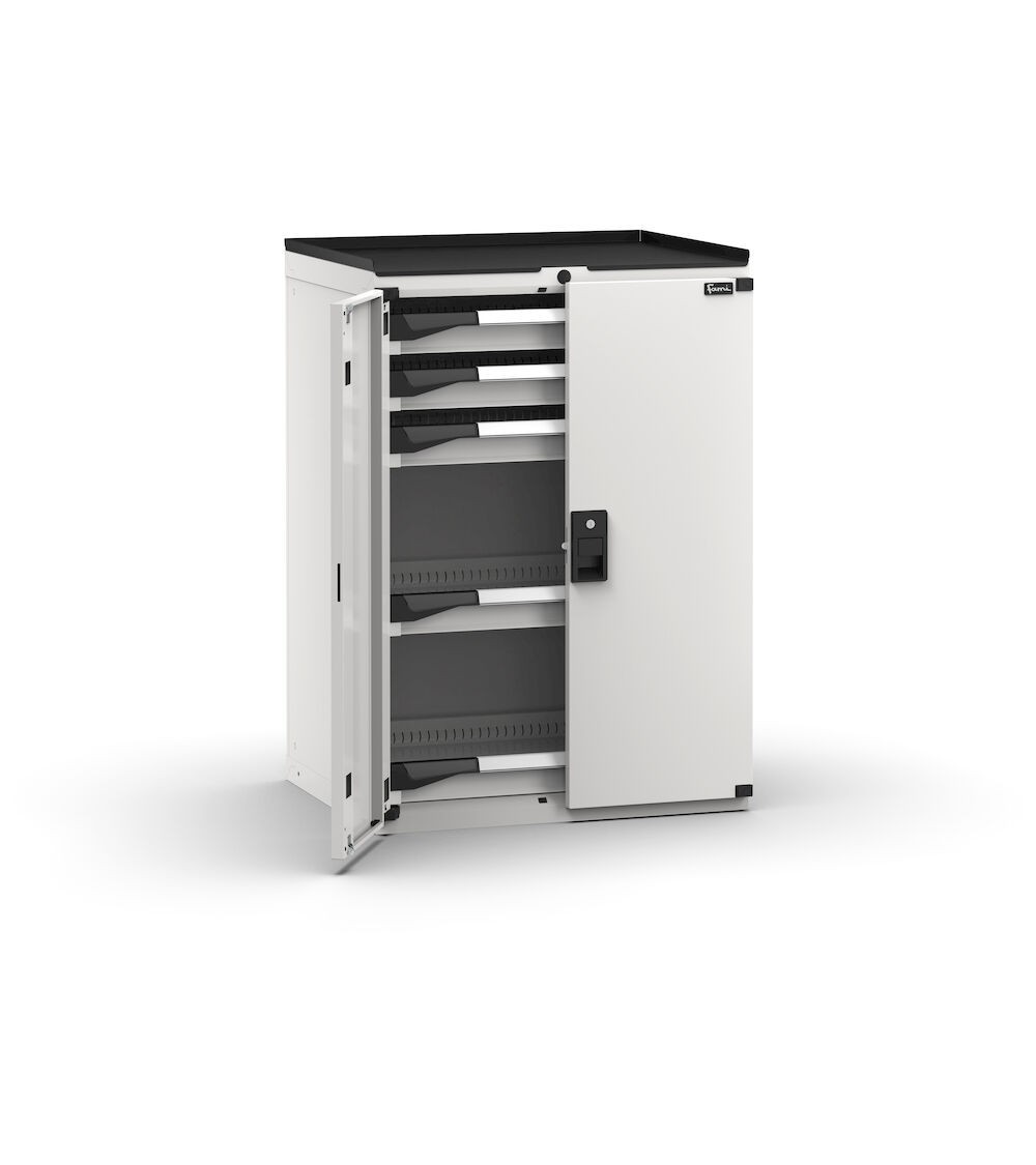 Armadietto portautensili con 2 ante a battente, 5 cassetti, L714 x P573 x H1022 mm