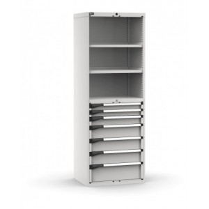 Armadio portautensili a 7 cassetti e 2 piani regolabili, L714 x P573 x H2000 mm