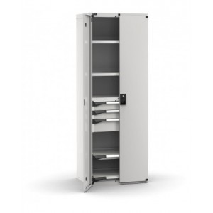 Armadio portautensili con porte a 3 cassetti, 2 piani regolabili, 2 piani estraibili, L714 x P573 x H2000 mm