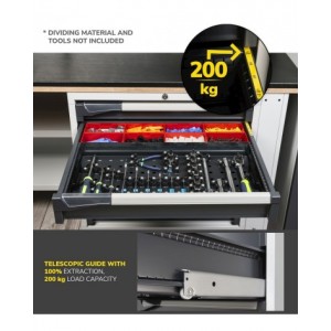 Armadio portautensili con porte a 7 cassetti, 3 piani regolabili, L714 x P573 x H2000 mm