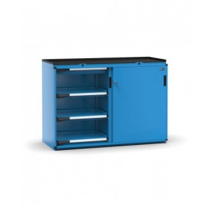 Armadietto portautensili con 2 ante scorrevoli, 2 cassetti, 6 piani estraibili, L714 x P573 x H1022 mm