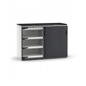 Armadietto portautensili con 2 ante scorrevoli, 2 cassetti, 6 piani estraibili, L714 x P573 x H1022 mm