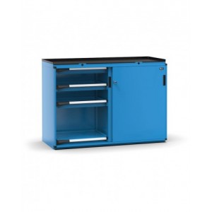 Armadietto portautensili con 2 ante scorrevoli, 6 cassetti, 2 piani estraibili, L714 x P573 x H1022 mm