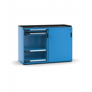 Armadietto portautensili con 2 ante scorrevoli, 4 cassetti, 4 piani estraibili, L714 x P573 x H1022 mm