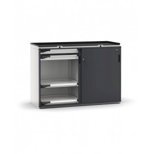 Armadietto portautensili con 2 ante scorrevoli, 4 cassetti, 4 piani estraibili, L714 x P573 x H1022 mm