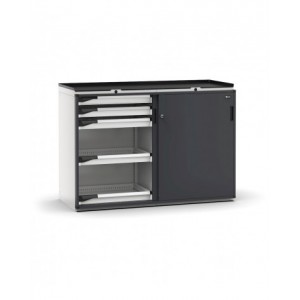 Armadietto portautensili con 2 ante scorrevoli, 10  cassetti, L714 x P573 x H1022 mm