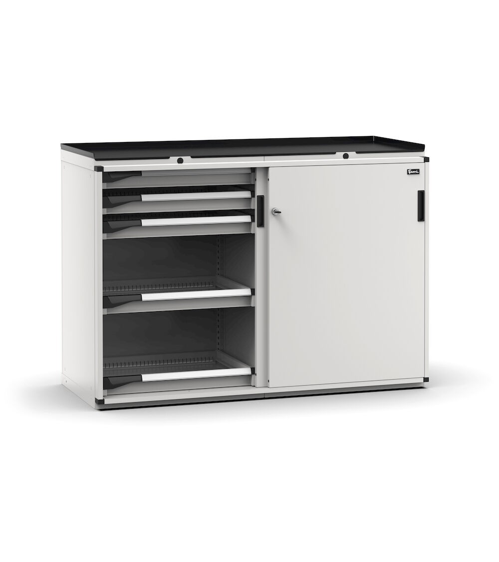 Armadietto portautensili con 2 ante scorrevoli, 10  cassetti, L714 x P573 x H1022 mm