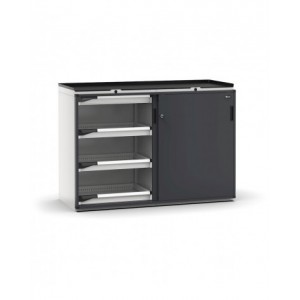 Armadietto portautensili con 2 ante scorrevoli, 8 cassetti, L714 x P573 x H1022 mm