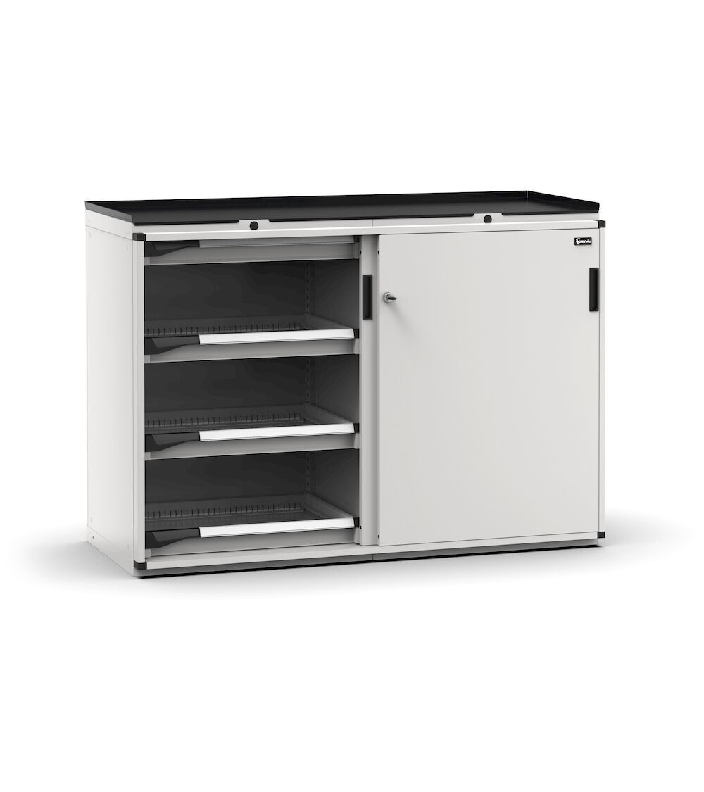 Armadietto portautensili con 2 ante scorrevoli, 8 cassetti, L714 x P573 x H1022 mm