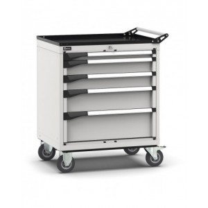 Cassettiera porta attrezzi con ruote, 5 cassetti 1x50 2x100 1x150 1x200, L714 x P573 x H922 mm
