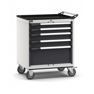 Cassettiera porta attrezzi con ruote, 5 cassetti  2x75 2x100 1x250, L714 x P573 x H922 mm