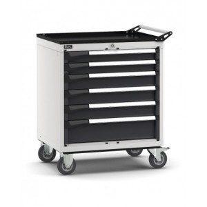 Cassettiera porta attrezzi con ruote, 6 cassetti 2x75 3x100 1x150, L714 x P573 x H922 mm