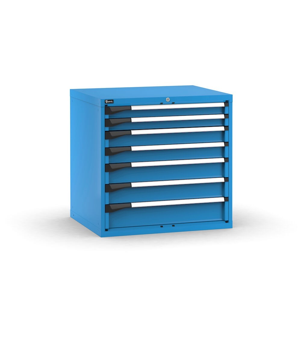Blocco cassettiera da banco, 7 cassetti  2x75 2x100 2x125 1x150, L867 x P726 x H850 mm