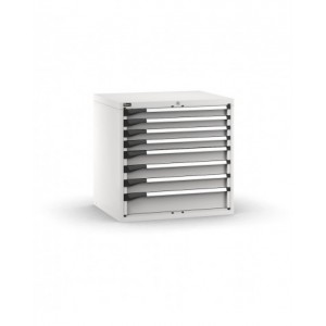 Blocco cassettiera da banco, 8 cassetti 4x75 3x100 1x150, L867 x P726 x H850 mm