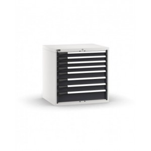 Blocco cassettiera da banco, 8 cassetti 4x75 3x100 1x150 ad estrazione telescopica, L867 x P726 x H850 mm
