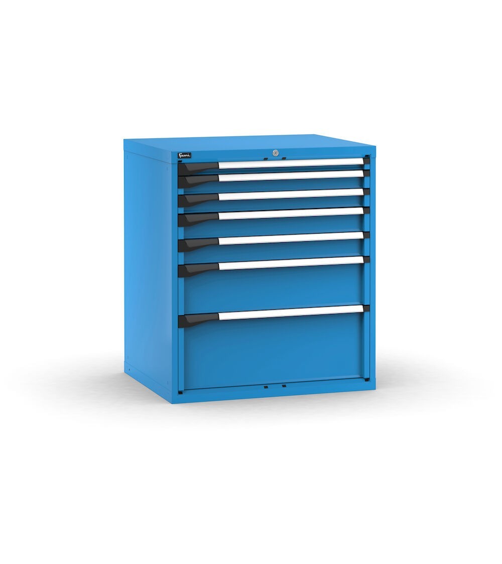 Cassettiera porta attrezzi, 7 cassetti 1x50 2x75 2x100 1x200 1x300, L867 x P726 x H1000 mm