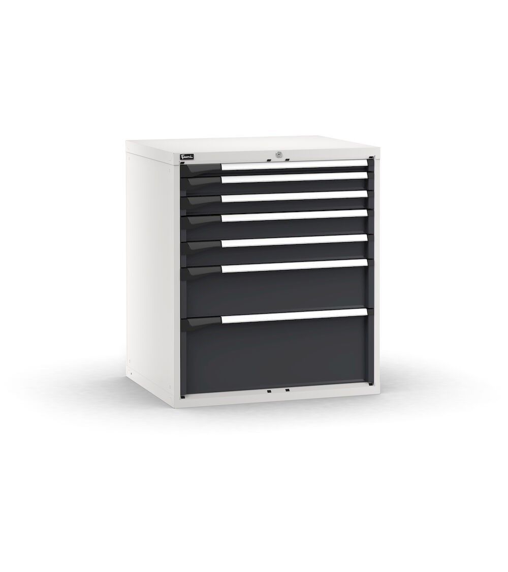 Cassettiera porta attrezzi, 7 cassetti 1x50 2x75 2x100 1x200 1x300, L867 x P726 x H1000 mm