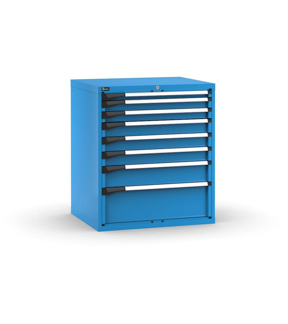 Cassettiera porta attrezzi, 8 cassetti 1x50 2x75 3x100 1x150 1x250, L867 x P726 x H1000 mm