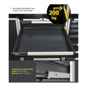 Cassettiera porta attrezzi, 8 cassetti 1x50 2x75 3x100 1x150 1x250, L867 x P726 x H1000 mm