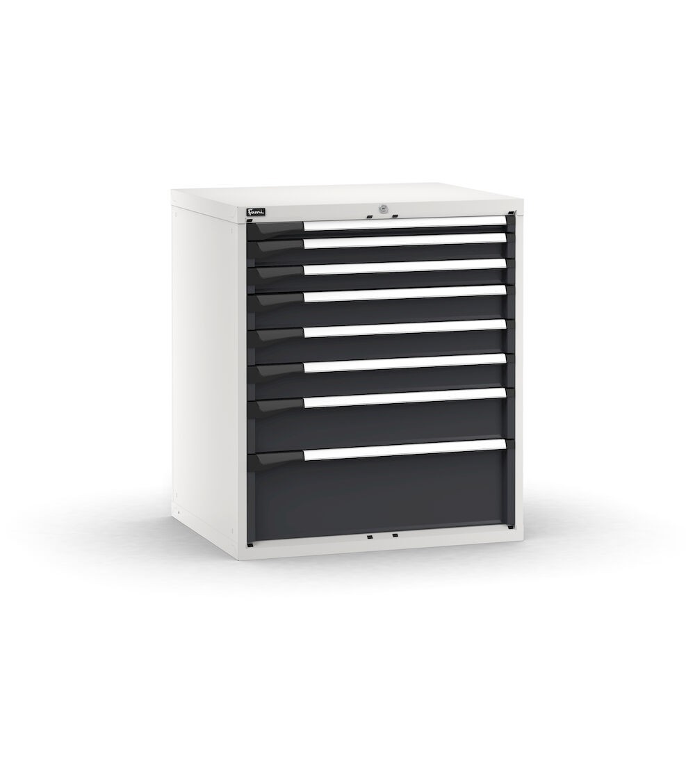 Cassettiera porta attrezzi, 8 cassetti 1x50 2x75 3x100 1x150 1x250, L867 x P726 x H1000 mm