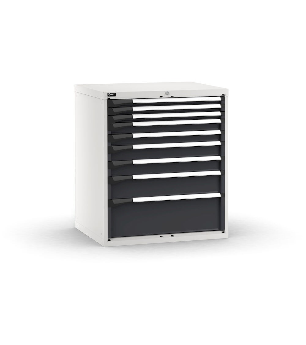 Cassettiera porta attrezzi, 9 cassetti 3x50 2x75 2x100 1x150 1x250, L867 x P726 x H1000 mm