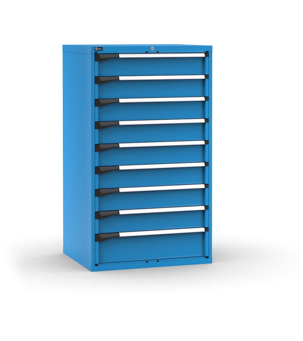 Cassettiera porta attrezzi, 9 cassetti 8x150 1x200, L867 x P726 x H1500 mm