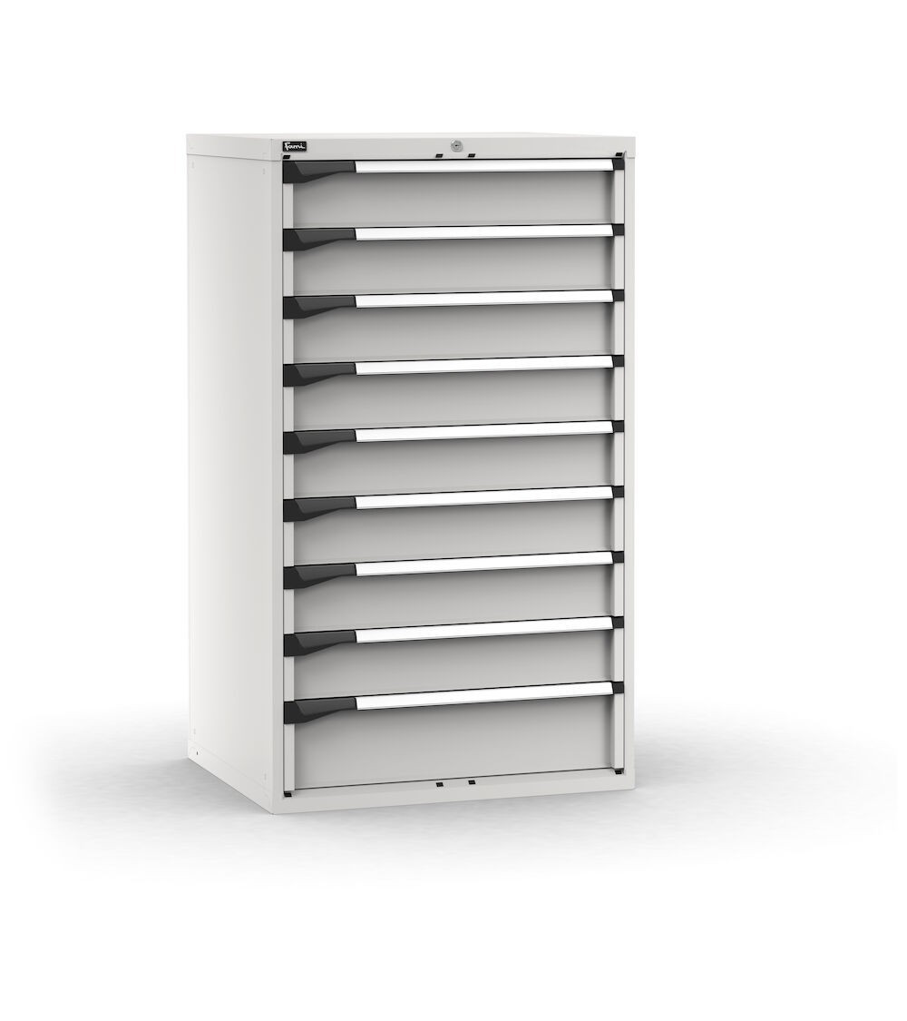 Cassettiera porta attrezzi, 9 cassetti 8x150 1x200, L867 x P726 x H1500 mm