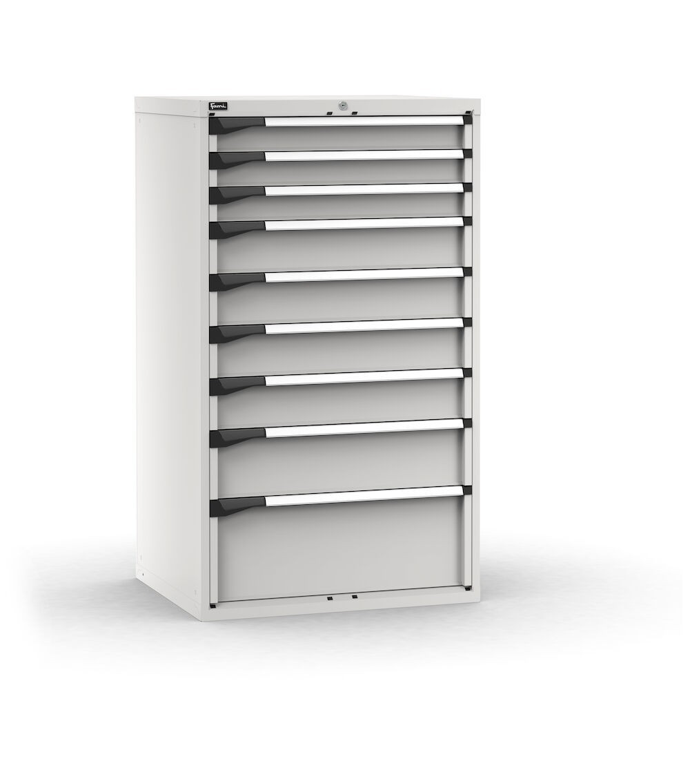 Cassettiera porta attrezzi, 9 cassetti 3x100 4x150 1x200 1x300, L867 x P726 x H1500 mm