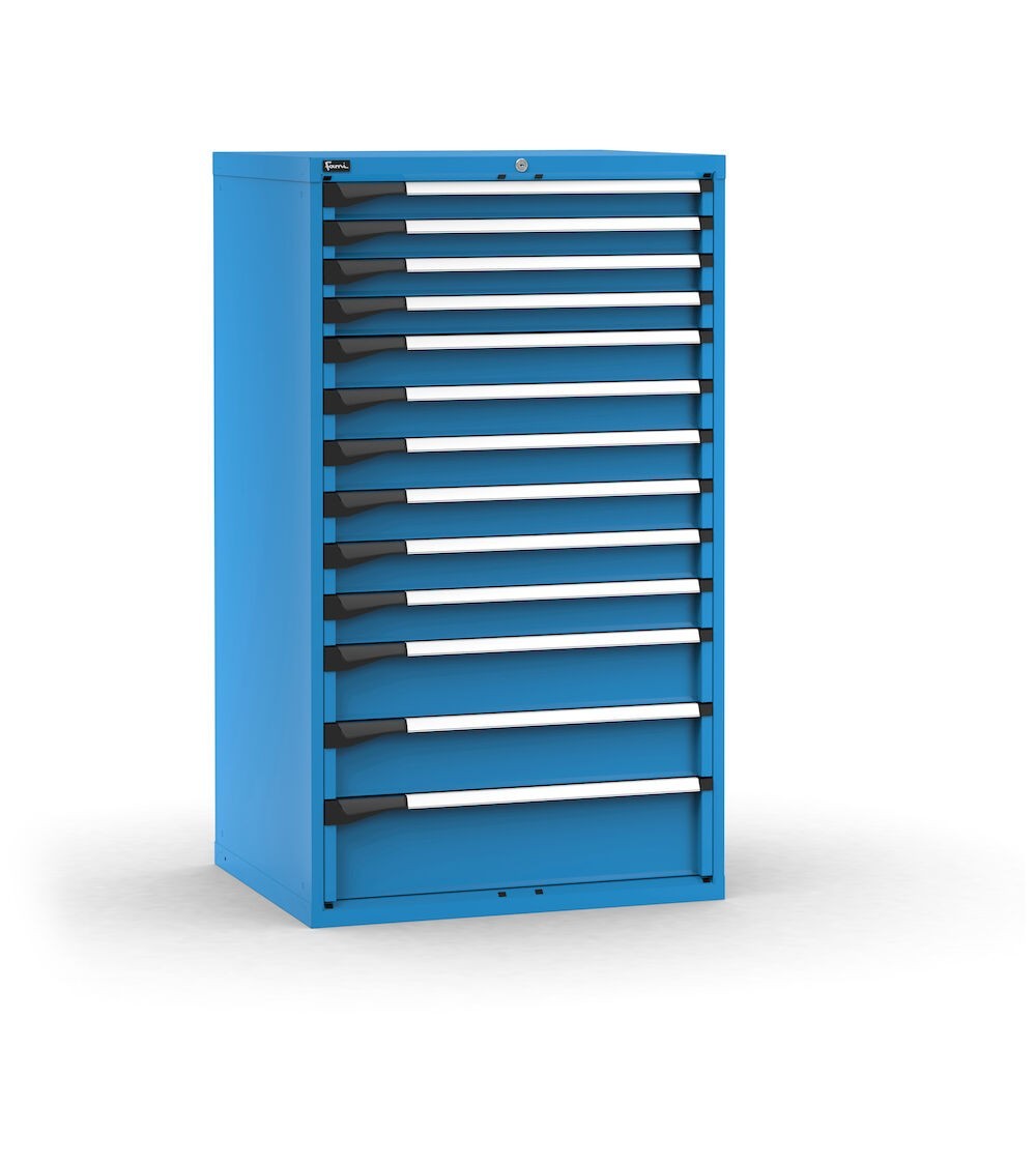 Cassettiera porta attrezzi, 13 cassetti ad estrazione telescopica 4X75 6X100 2X150 1X200, L867 x P726 x H1500 mm