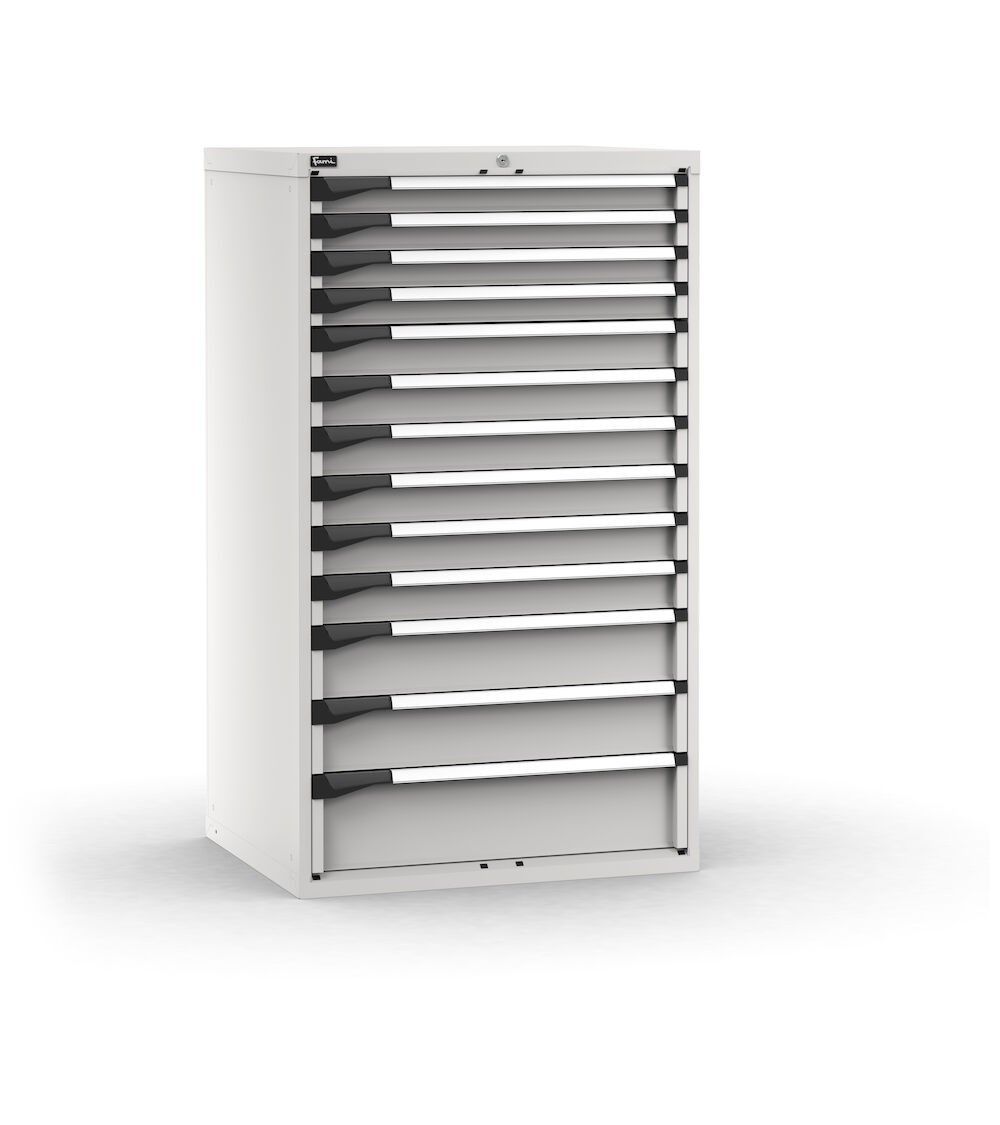 Cassettiera porta attrezzi, 13 cassetti ad estrazione telescopica 4X75 6X100 2X150 1X200, L867 x P726 x H1500 mm