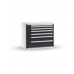 Blocco cassettiera da banco, 7 cassetti  1x50 2x75 2x100 1x150 1x200, L1020 x P573 x H850 mm
