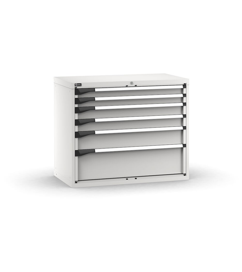 Blocco cassettiera da banco, 6 cassetti 2x75 2x100 1x150 1x250, L1020 x P573 x H850 mm