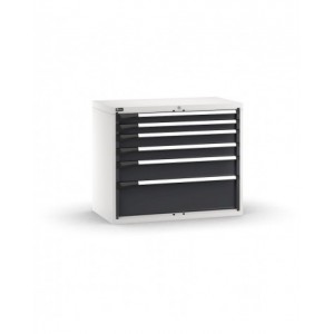Blocco cassettiera da banco, 6 cassetti 2x75 2x100 1x150 1x250, L1020 x P573 x H850 mm