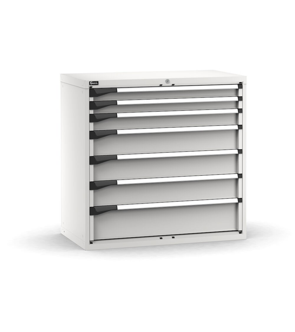 Cassettiera porta attrezzi, 7 cassetti 2x75 1x100 3x150 1x200, L1020 x P573 x H1000 mm